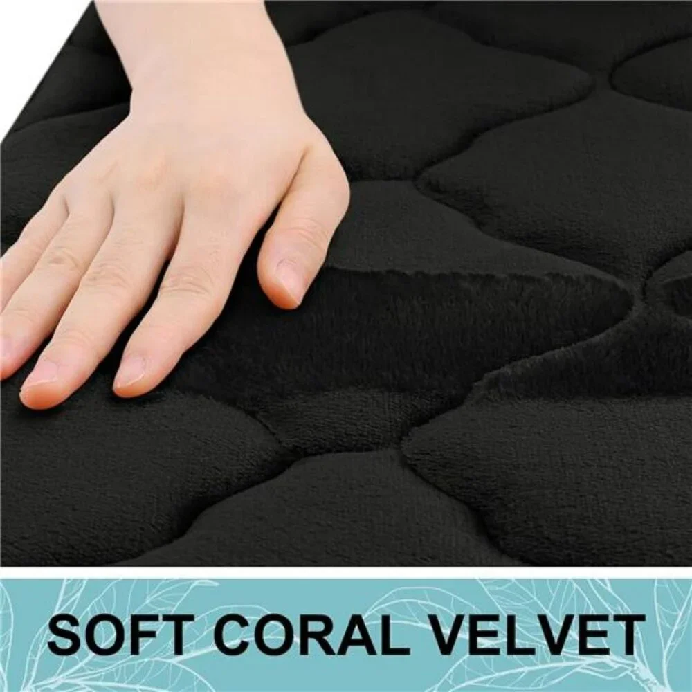Memory Foam Bath Mat 24x16 Soft Absorbent Non Slip Machine Washable Black